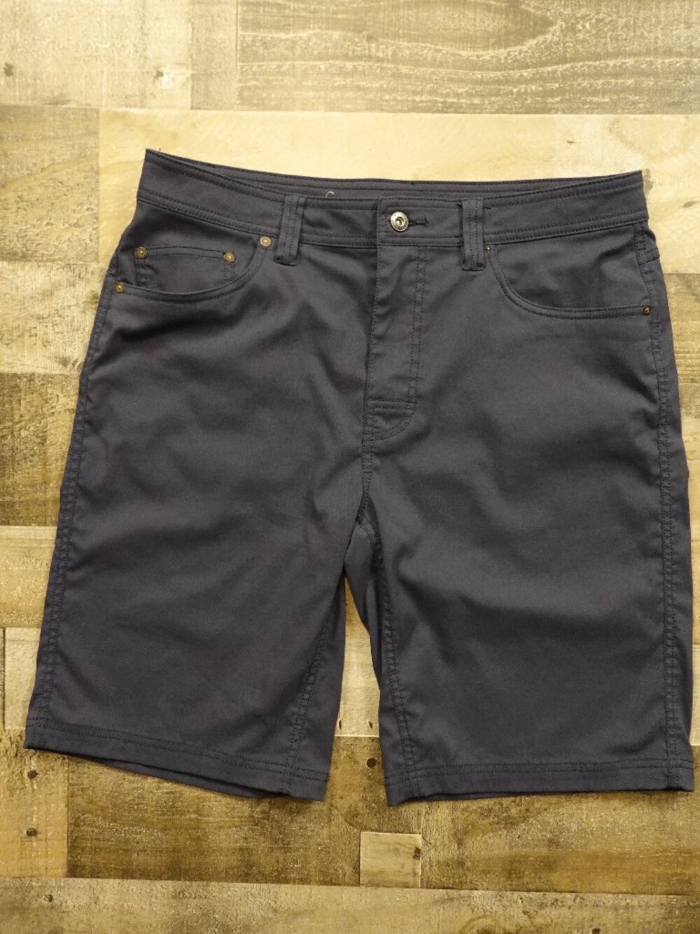 prAna Stretch Brion Shorts Men’s 34 Navy 11 Inch Inseam Hiking Travel